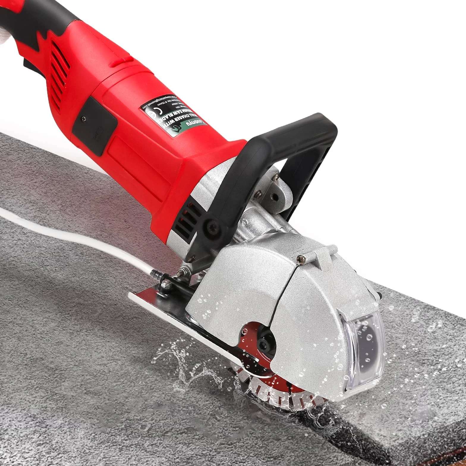 Huanyu Rozadora pared eléctrica ranuradora de ladrillos Potencia máxima 4000W, profundidad máxima 39mm ancho ajustable libre de polvo con bomba de agua 220V, 5pcs 125mm cuchillas para hormigón mármol