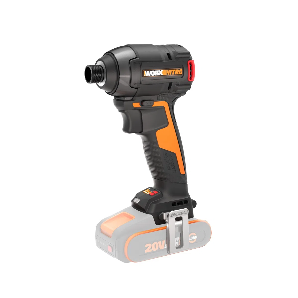 WORX WX265.9 Atornillador de Impacto 20V 200Nm Brushless Sin Batería, 3 Velocidades y 2 Modos, Compacto, LED, para Tornillería y Montajes