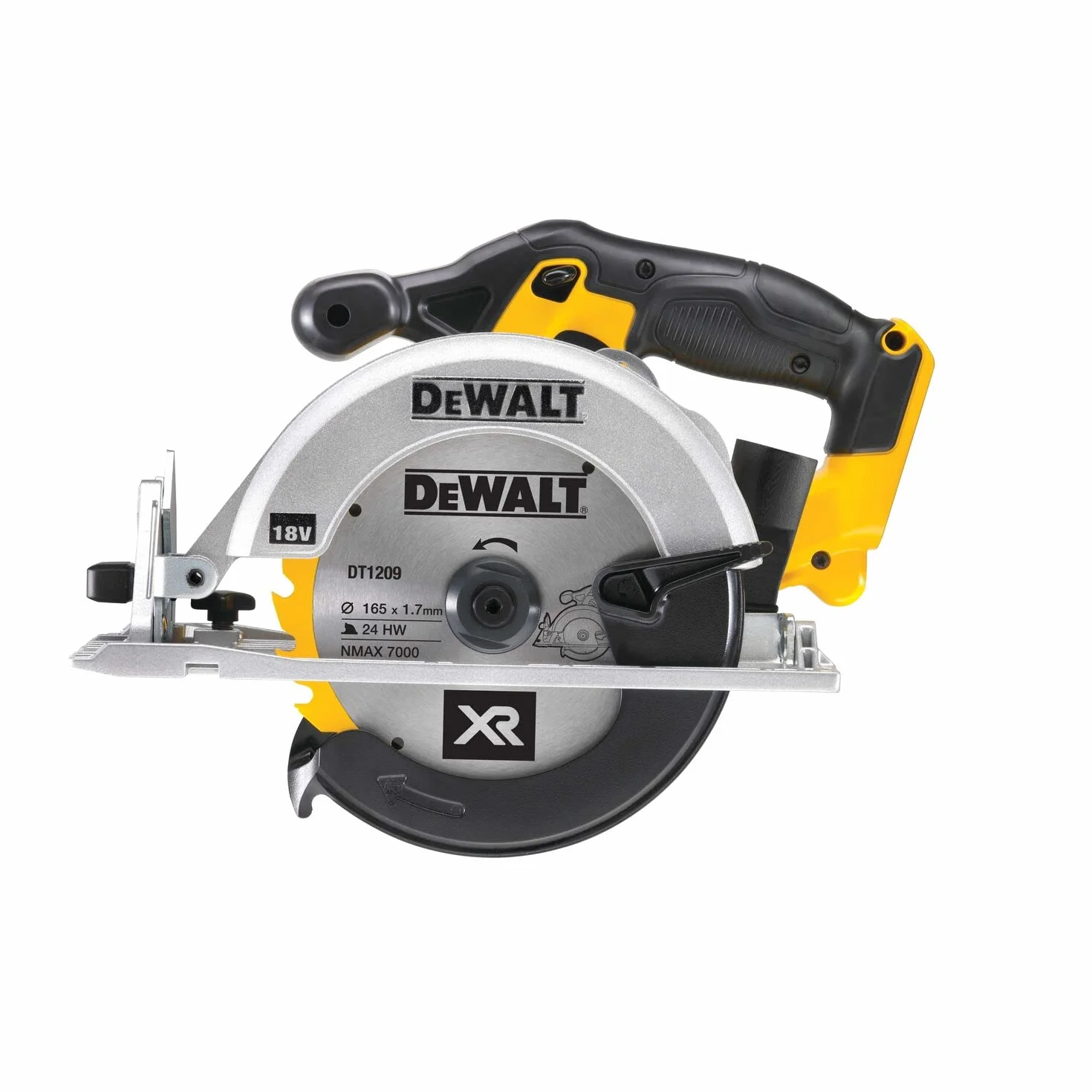 DeWalt DCS391N-XJ - Sierra circular XR 18V, diámetro de165 mm y 55 mm de profundidad sin cargador/batería, Arándano