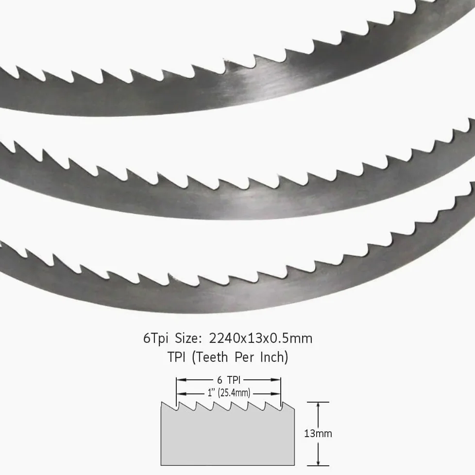 Juego de 3 Hojas de Sierra de Cinta 2240 mm x 13 mm x 0,65 mm 6 ZpZ， SK5 Hoja de Cintas de Sierra Metálica