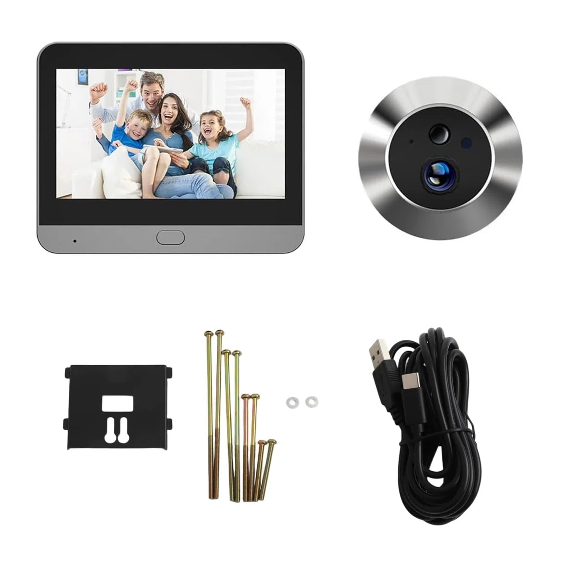 RemixAst - Cámara inteligente para mirilla de puerta con pantalla LCD, videoportero HD 1080P, cámara de seguridad inalámbrica wifi, visión nocturna, sensor de movimiento, para apartamentos y viviendas