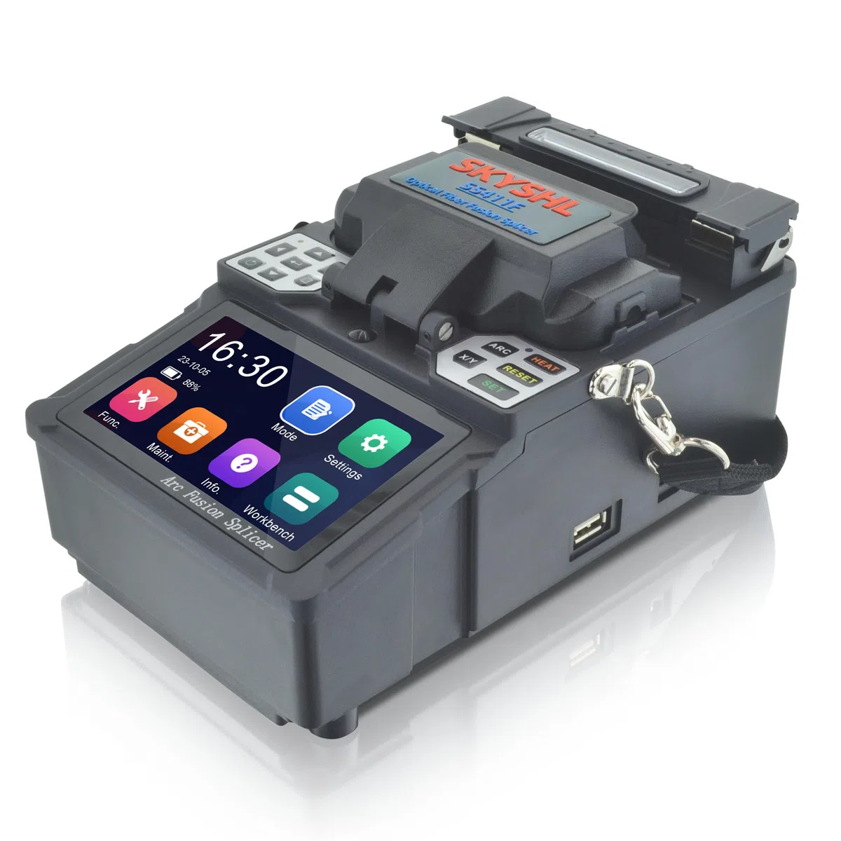 Alineación de Núcleo ARC Fusionadora de Fibra Óptica con 10xElectrodos y Pantalla Táctil de 4,3" Baja Pérdida de Empalme Mini Fusion Splicer Auto Empalmadora de Fibra Óptica -SS411F-511