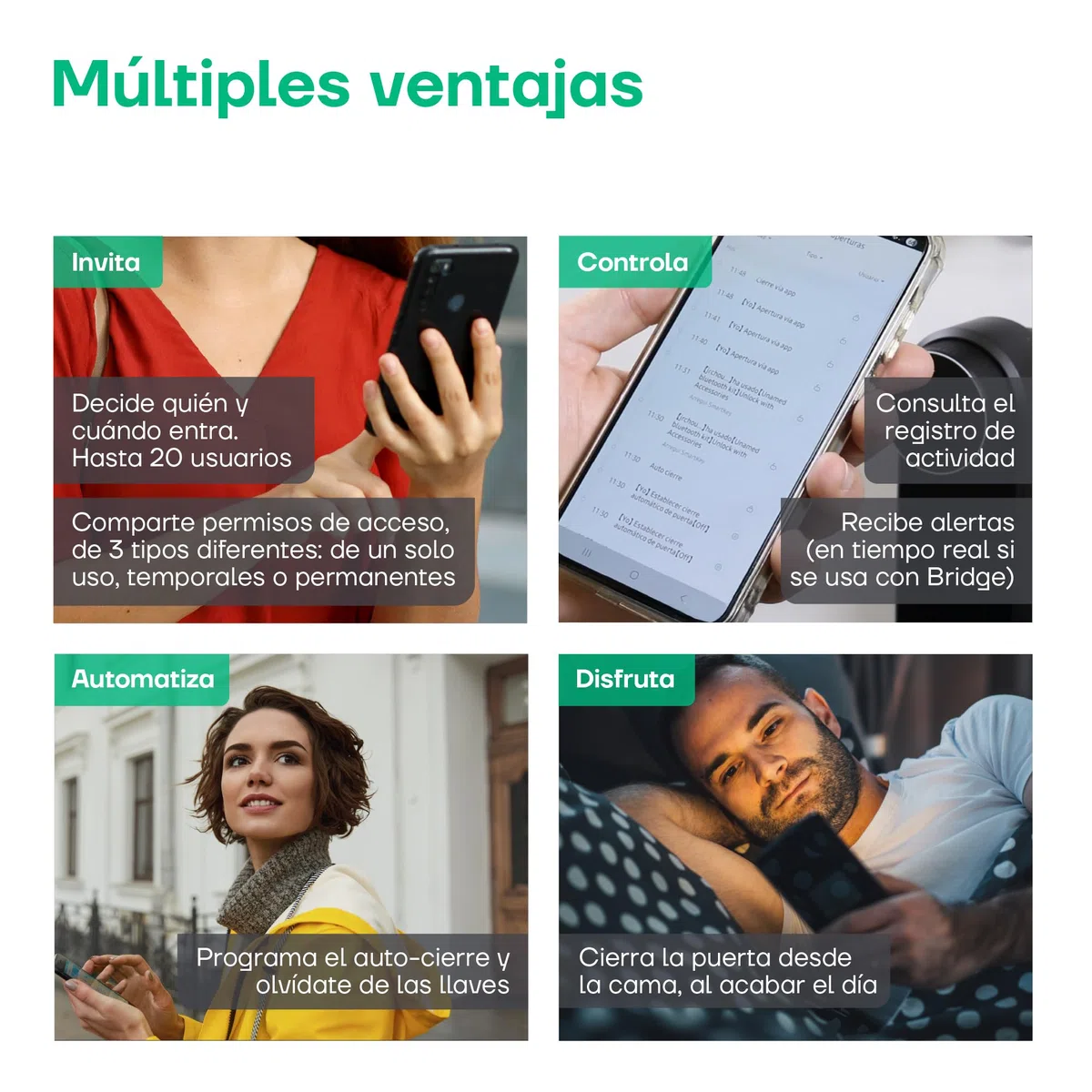Arregui SPIN + BRIDGE – Cerradura Electrónica Inteligente con Apertura vía App, Mando y Keypad | Control desde Smartphone | Control Remoto Bridge Compatible Google y Alexa | Instalación sin Perforar