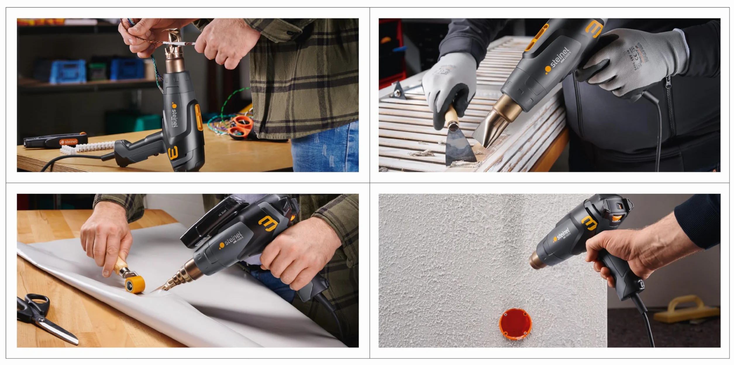 Steinel Pistola de aire caliente HM 1920 E, 2000 W, 80-600°C, pistola de aire caliente con calefacción cerámica, para retracción, filmación y soldadura de plásticos