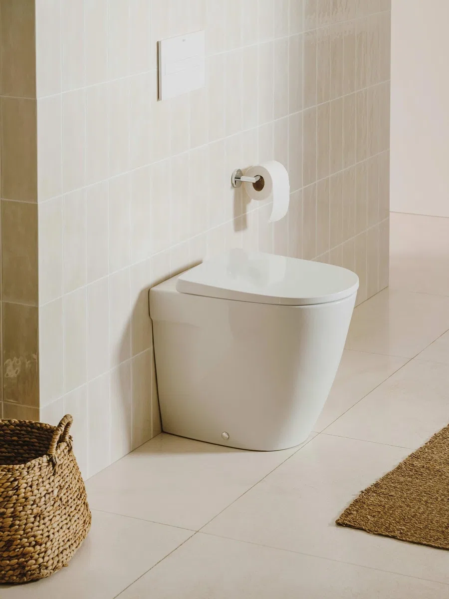 Roca A347687000 Taza Adosada Pared, Rimless, Evacuacion Dual, Coleccion Ona, Altura 420mm, Blanco (No Incluye Asiento)