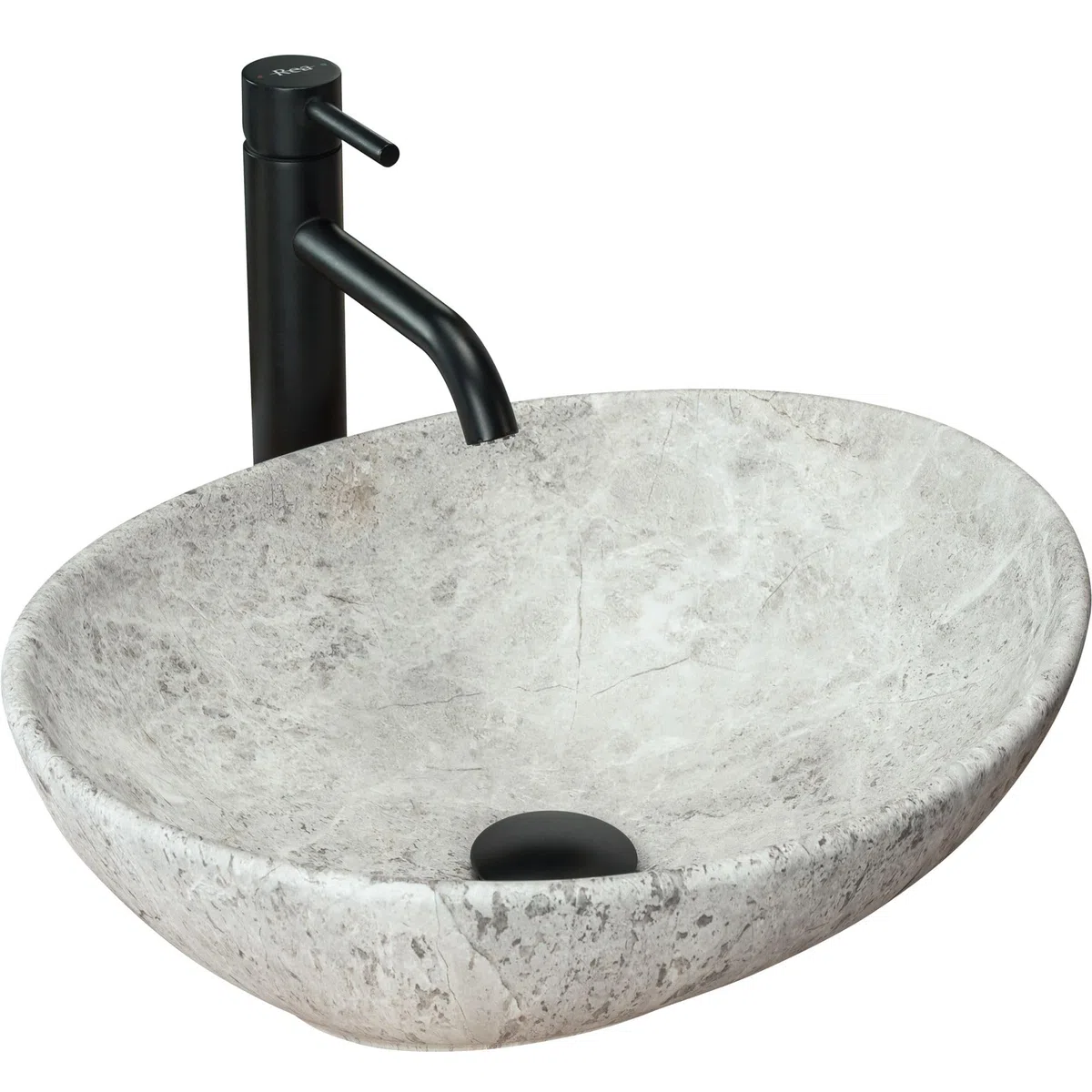Rea LAVABO SOBRE ENCIMERA SOFIA LIGHT STONE 410 x 345 x 150 mm en Cerámica Gris imitación piedra