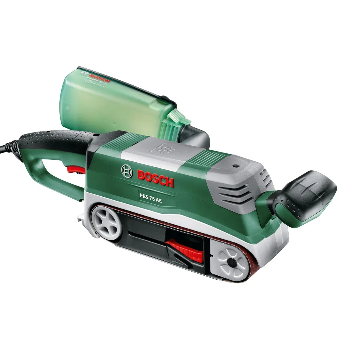 Bosch lijadora de banda PBS 75 AE Set (750 W, velocidad de banda: 200-350 m/min, superficie de lijado: 165 x 76 mm, en maletín)