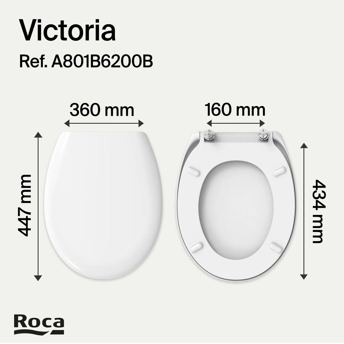 Roca Victoria - Tapa y asiento de Supralit para inodoro con caída amortiguada, tapadera de WC original con ajuste perfecto, recambio de tapa de váter resistente, blanco, A801B6200B