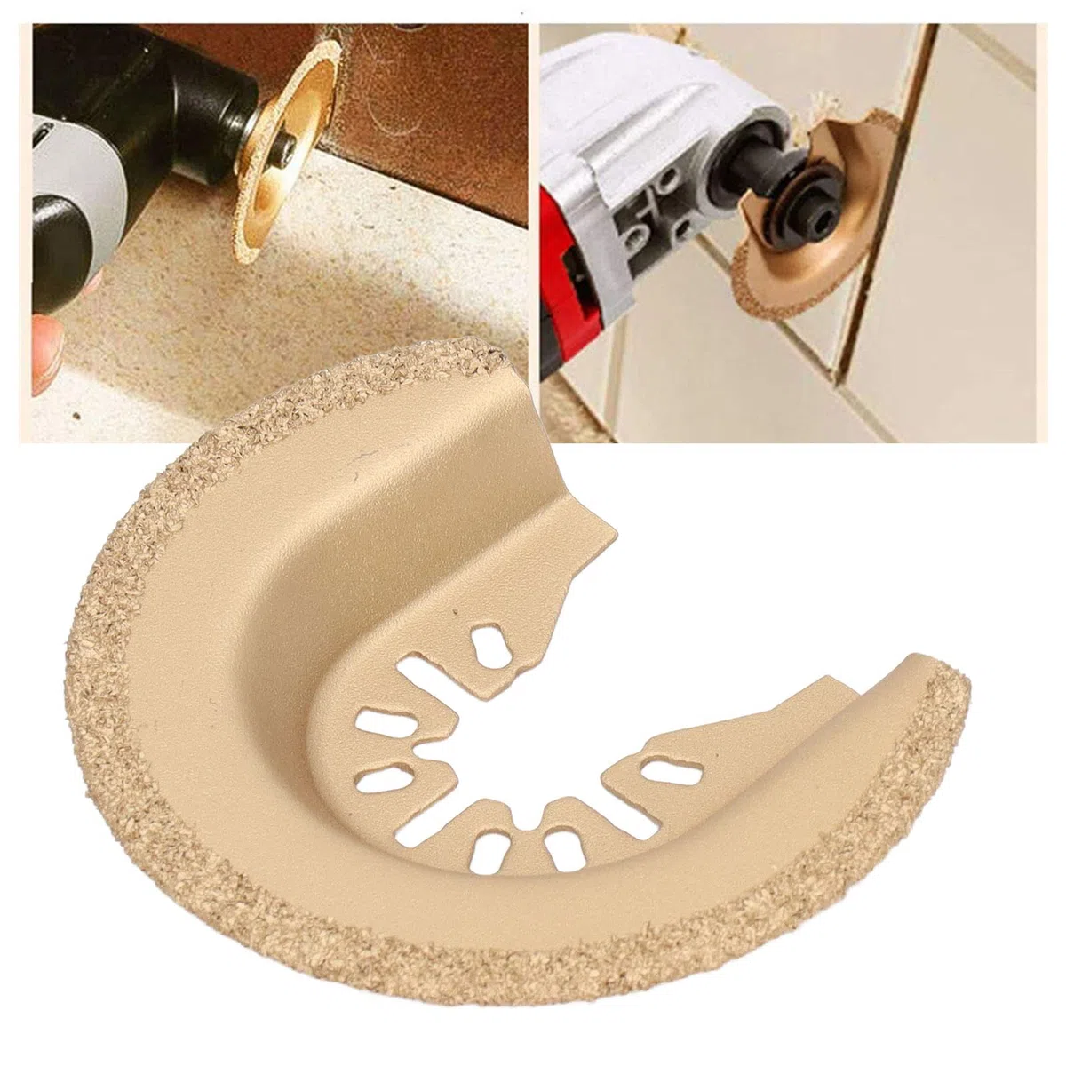 Changor Hoja de sierra oscilante, carburo de tungsteno multiherramienta accesorios, multiherramienta oscilante electroforesis de superficie dorada, 5 unidades para cerámica