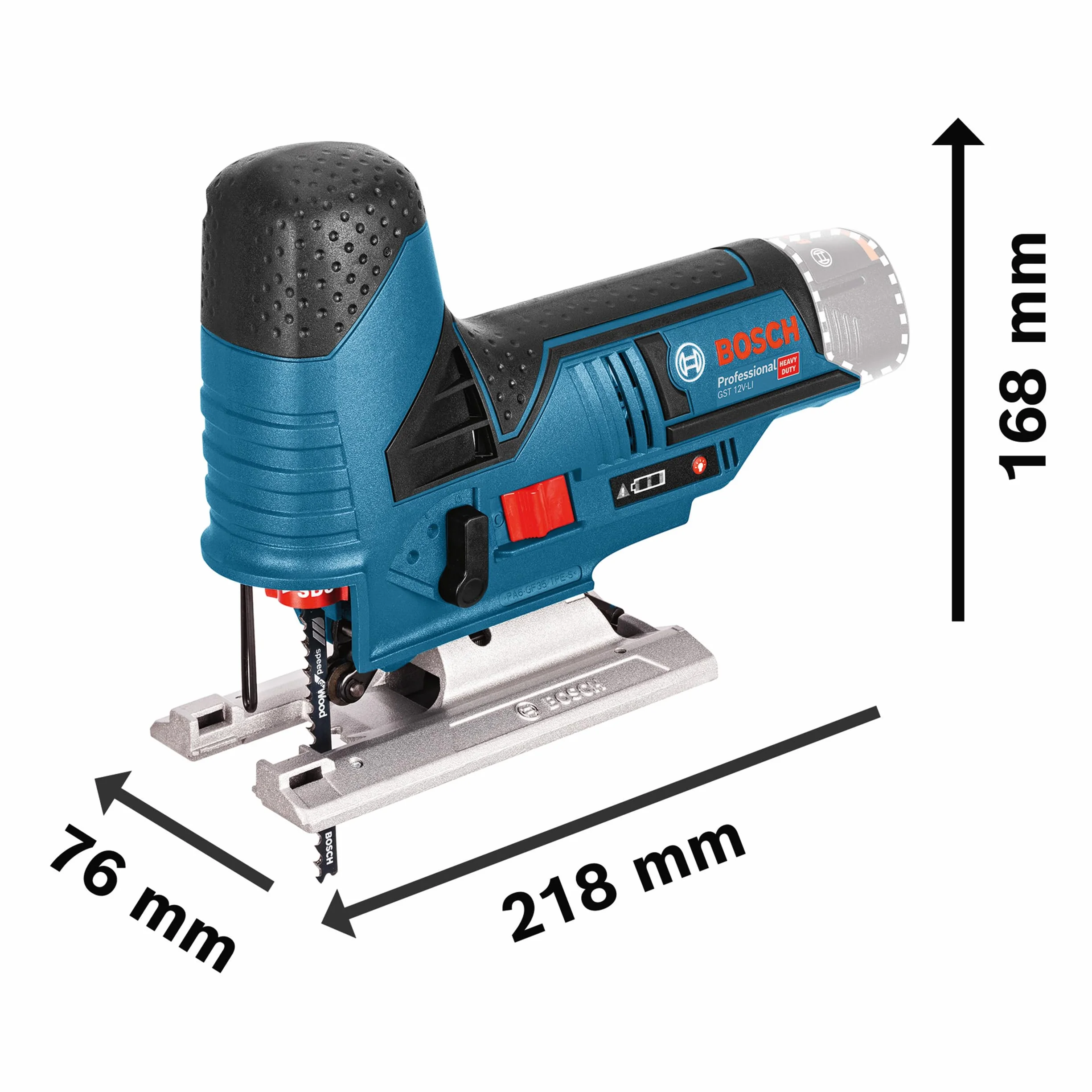 Bosch Professional 12V System GST 12V-70 - Sierra de calar a batería (1500 – 2800 cpm, profundidad de corte 70 mm, sin batería, en caja)