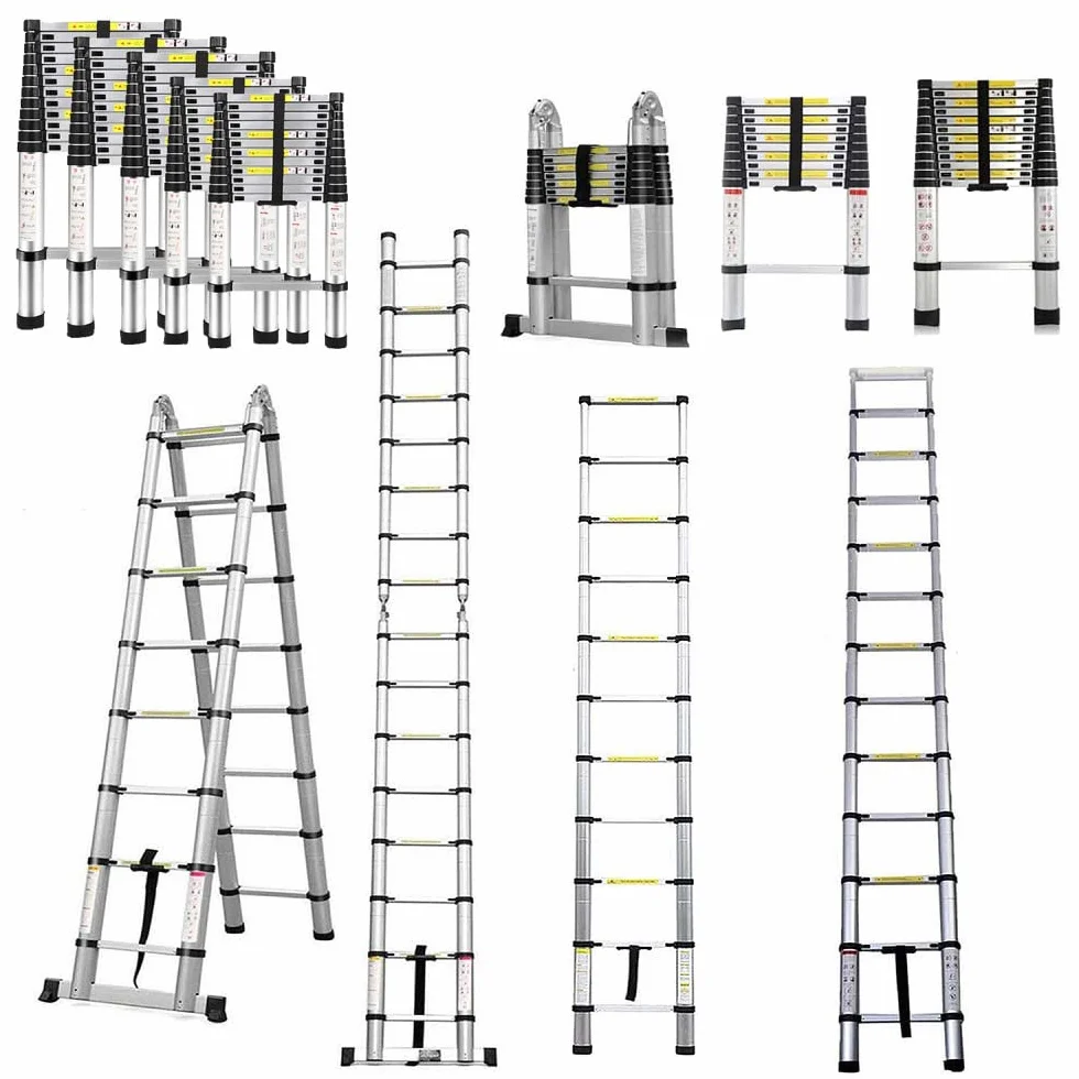 Escala telescópica de Acero Inoxidable, Escalera telescópica Extensible, Escalera telescópica Extensible, Escalera Plegable Loft Ladder,certificada EN131, Resistencia a 150 kg, 5 m (2,5 m + 2,5 m)