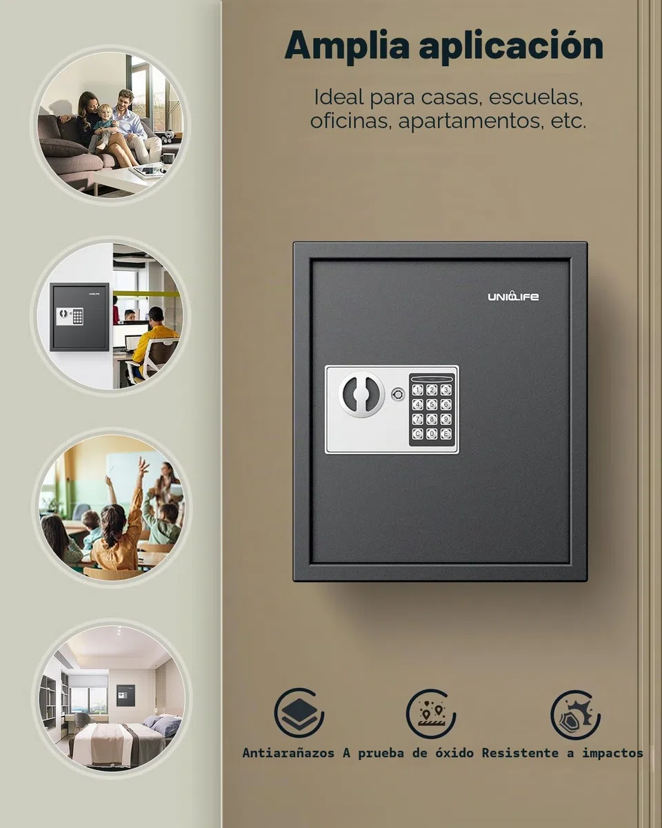 Uniclife Armario para llaves de 70 posiciones con combinación y cerradura de llave, organizador de llaves de seguridad montado en la pared, negro