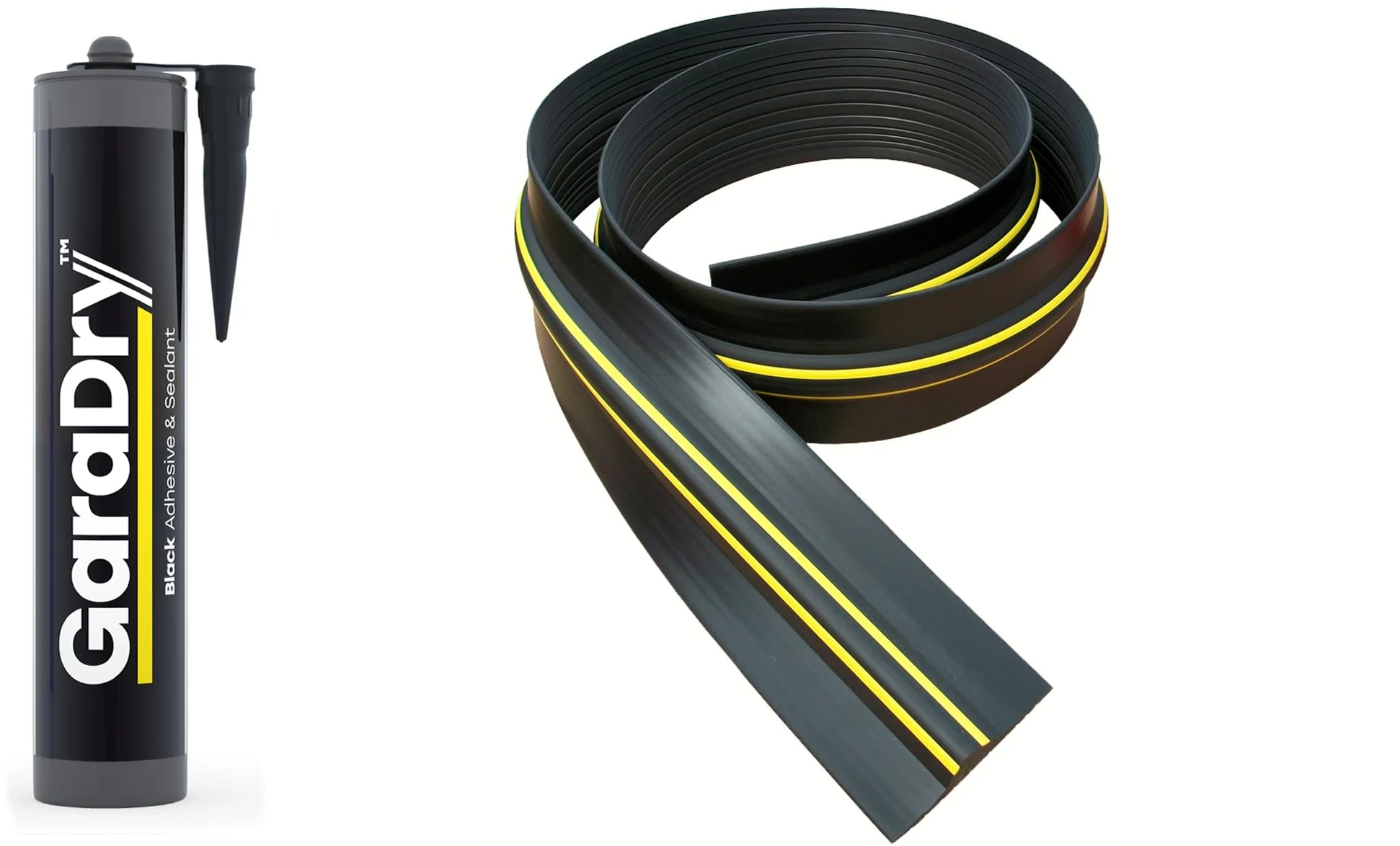 Kit de sellado de umbral de puerta de garaje de 2 cm de altura, 2,21 m de longitud | PVC flexible | Kit Completo Incluye 1 Adhesivo | GaraDry