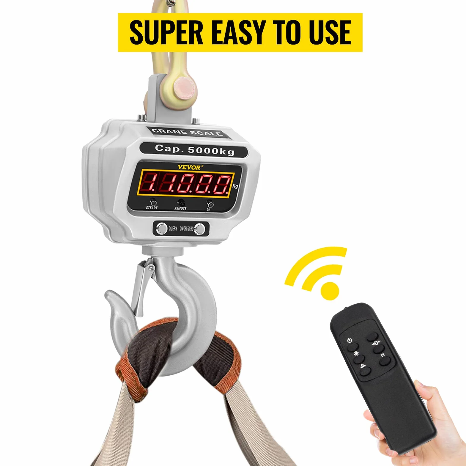 BananaB Báscula de Grúa, 5000KG Escala de Grúa Digital, 220V Báscula Digital Balanza de Pesaje Electrónica para Caza, Granja y Construcción