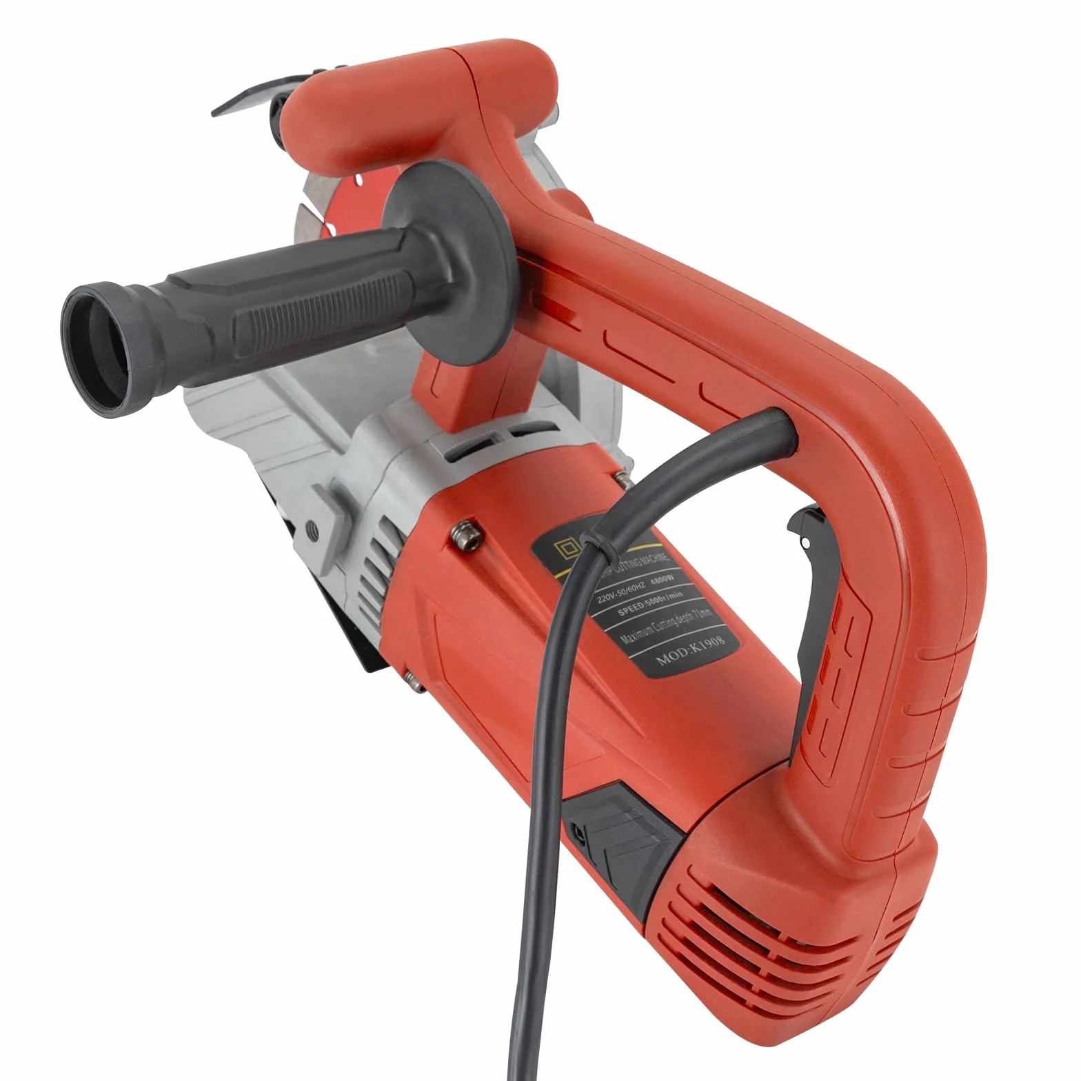 Sierra eléctrica para hormigón, 4800 W, 5000 rpm, hoja de diamante de 190 mm, profundidad de corte de 71 mm, refrigeración por agua, bajo polvo, para pared de hormigón y ladrillo