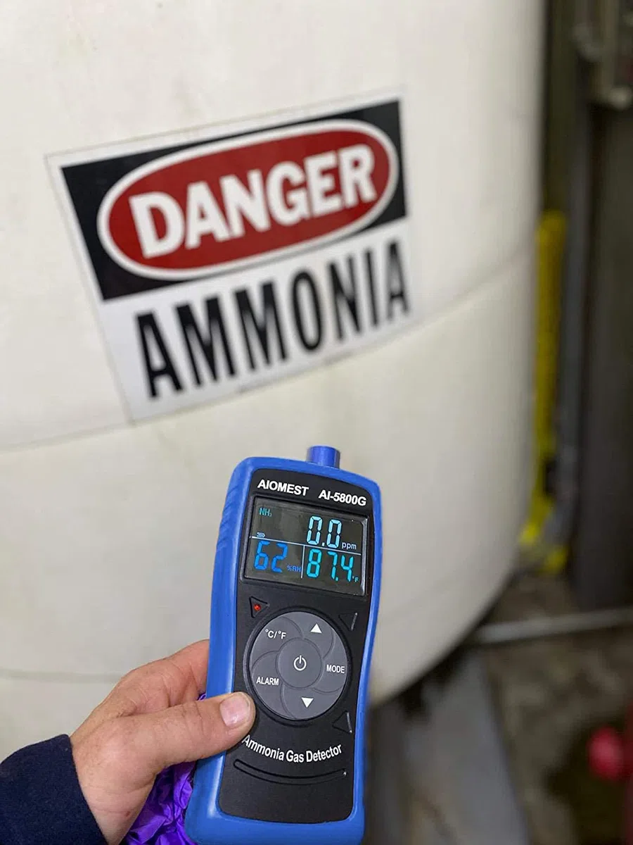 Detector de Amoníaco Profesional AIOMEST AI-5800G - Medidor NH3 Aire 0-100PPM con Alarma, Sensor Humedad/Temperatura para Decoración Hogar, Granjas Avícolas e Industria