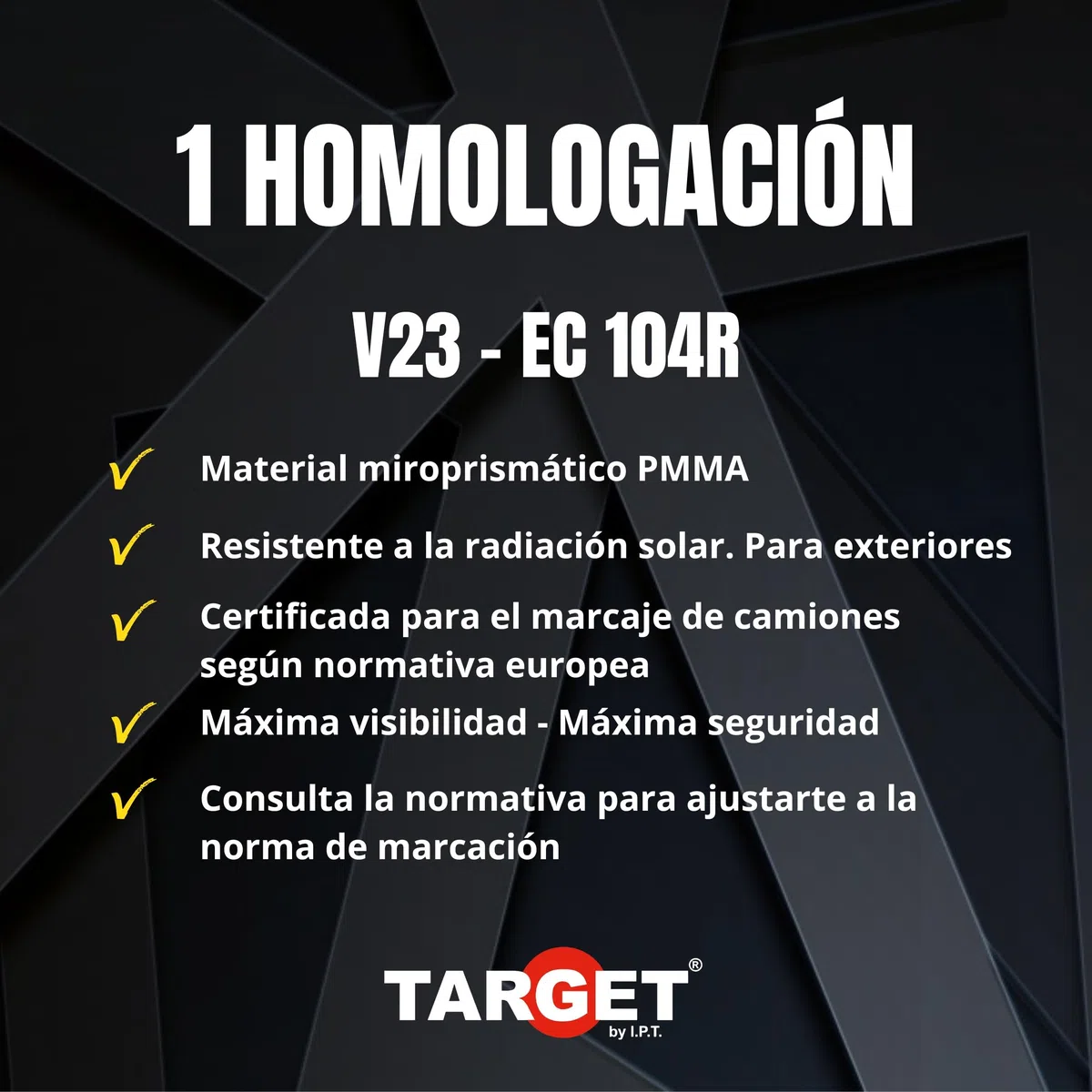 TARGET - Cinta Reflectante Homologada para Camiones - Certificación Norma EC 104R - V23 - Marcaje y Señalización (CONTINUA, ROJO)