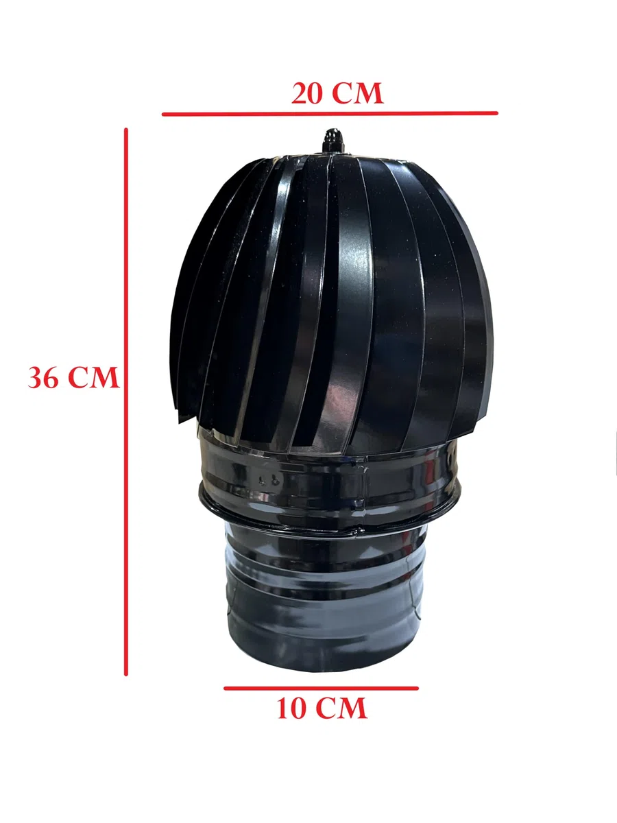Sombrero Chimenea Extractor de Humo Giratorio de Viento Vitrificado, capuchón chimenea giratorio Negro para salida de humo (100)