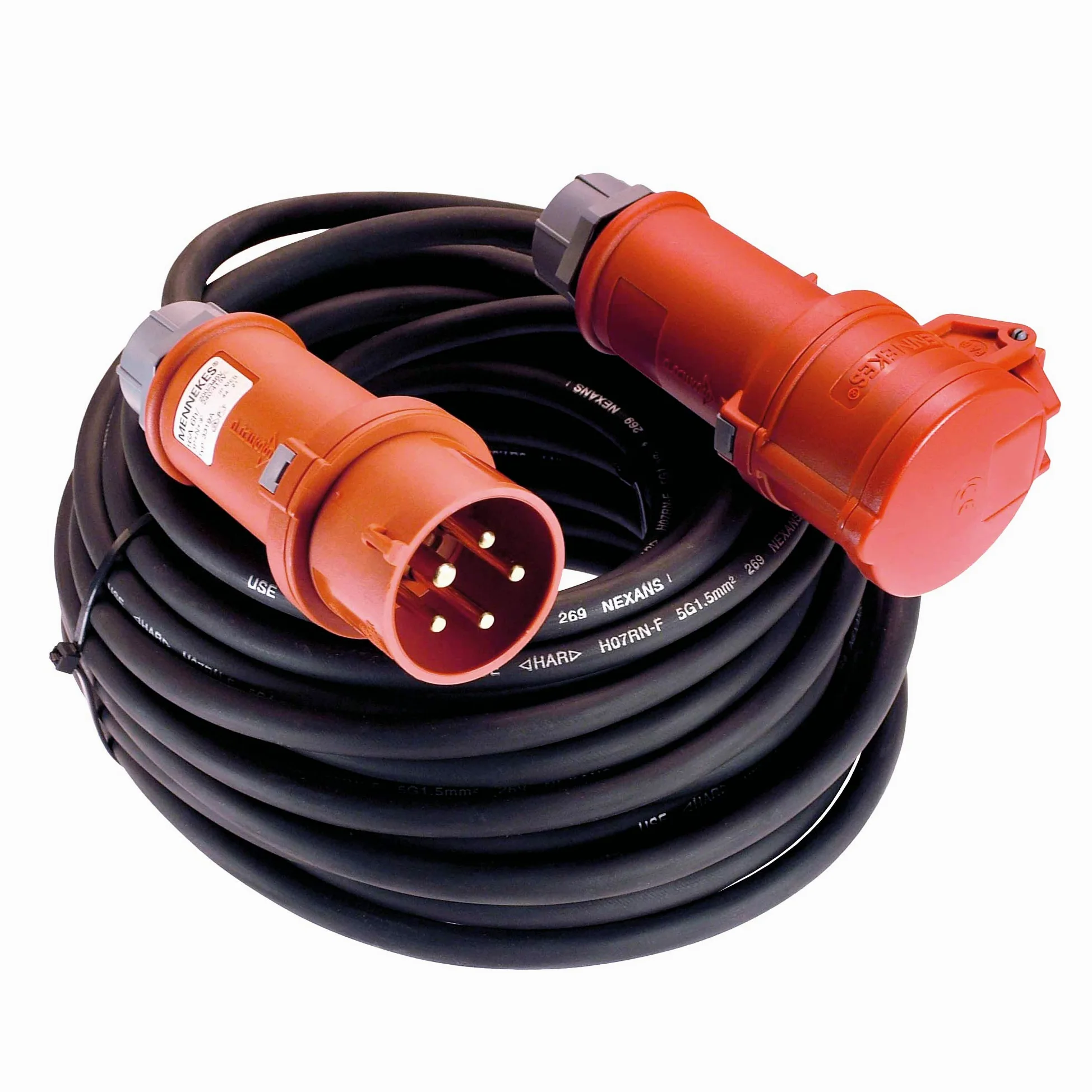 SchwabeAlargador de corriente CEE 25 m, 230 V / 16 A, 5 polos con enchufe de inversión de fase, para obras / comercio, IP44, I 60568