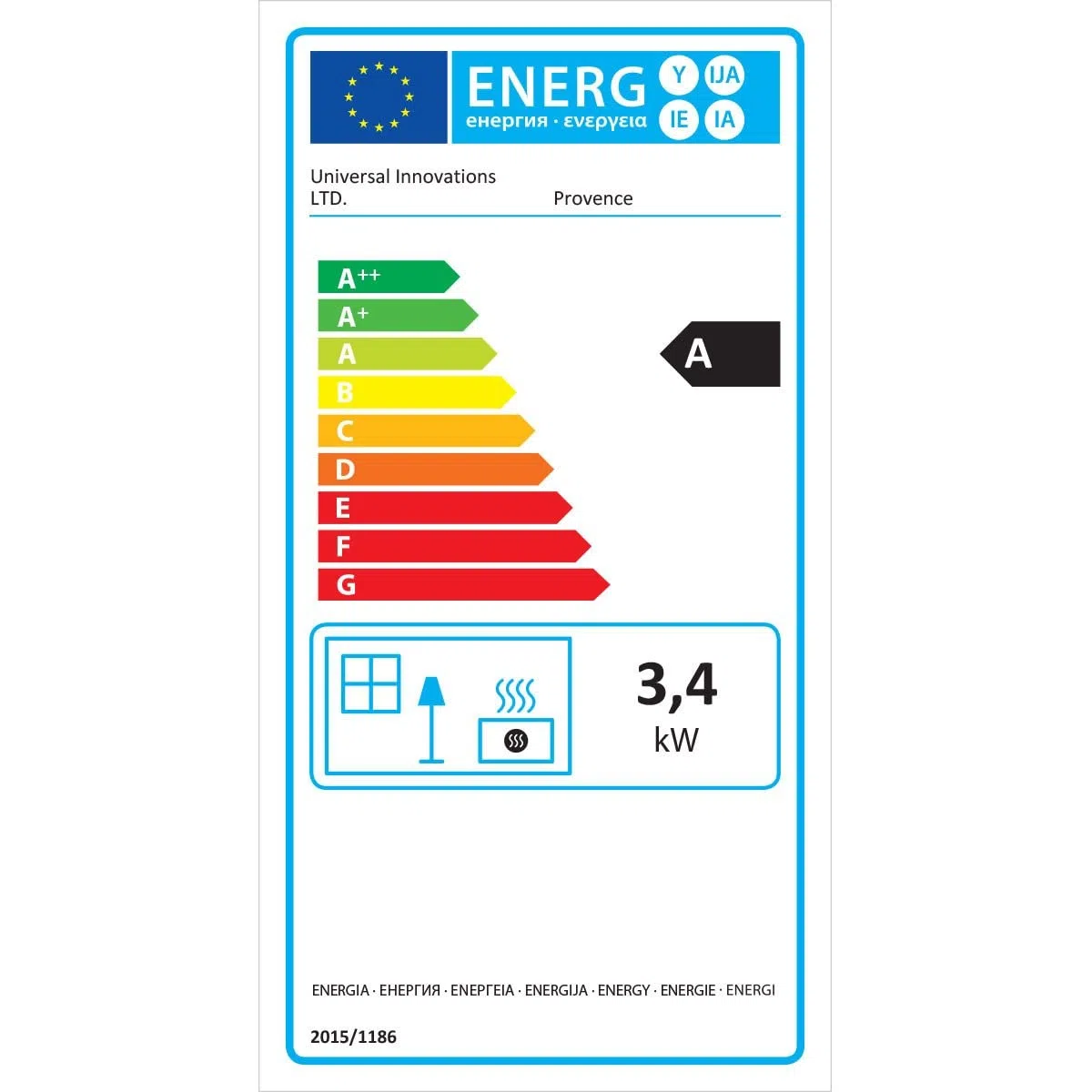 UNIVERSAL - Estufa de gas Provence 3,4 KW Gris Perla Efecto estufa de leña Hierro fundido genuino Calefacción auxiliar de gas efecto de fuego