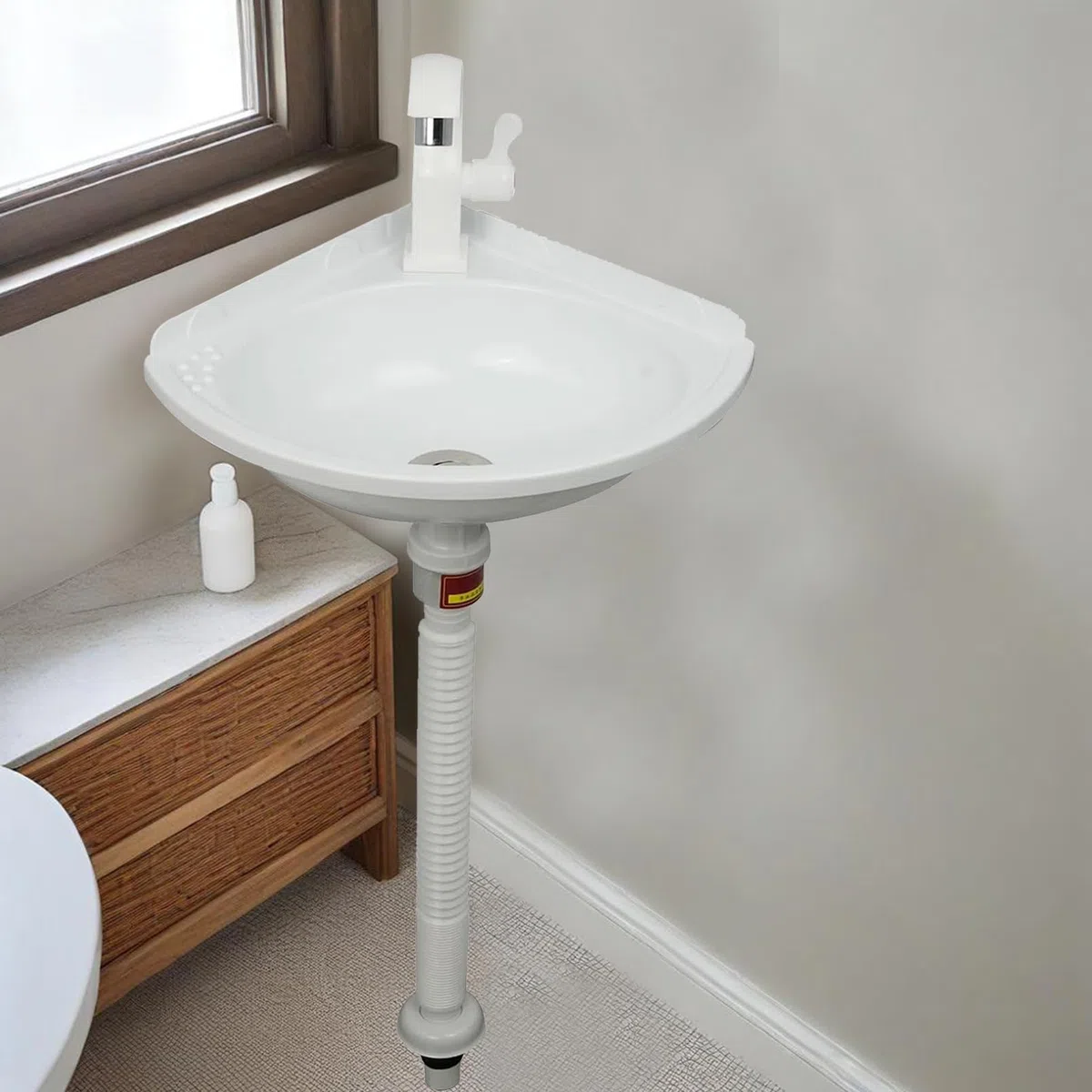 Lavabos de Montaje en Pared Fregadero de Plástico de Esquina Pequeña | Moderno Fregadero para Baños,Lavabo de plástico para lavar a mano, Lavabo Individual para caravana