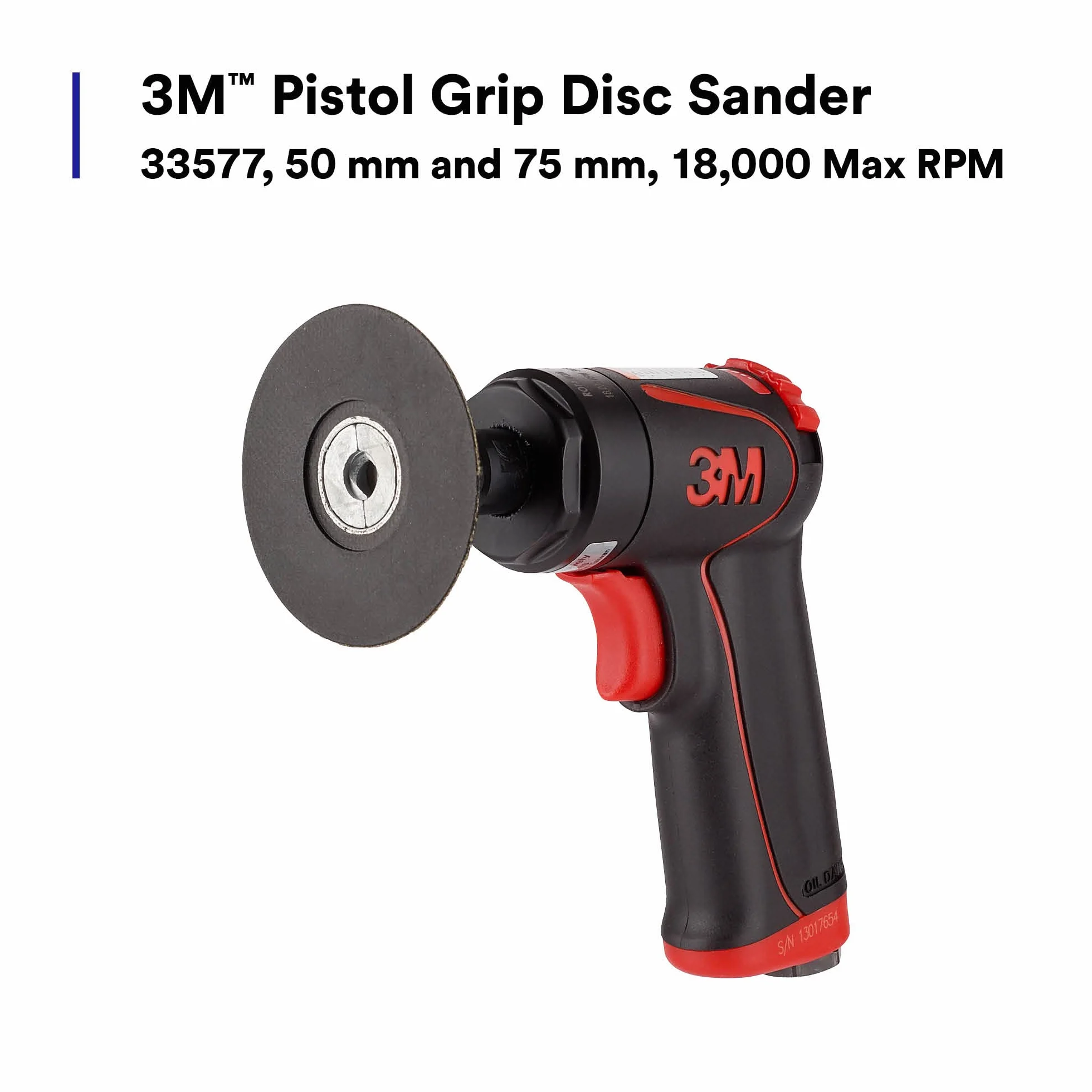 3M Lijadora de disco con empuñadura de pistola, 33577, 50 mm y 75 mm, 18.000 rpm máximas, 1 por caja