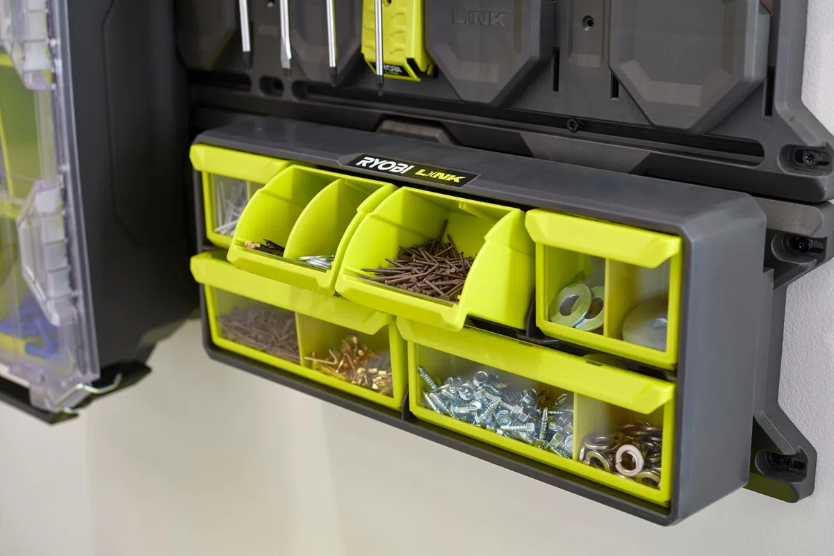 RYOBI RSLW309 - Organizador de contenedores extraíbles y separadores ajustables - Carga máxima: 9 kg - Sistema RYOBI LINK
