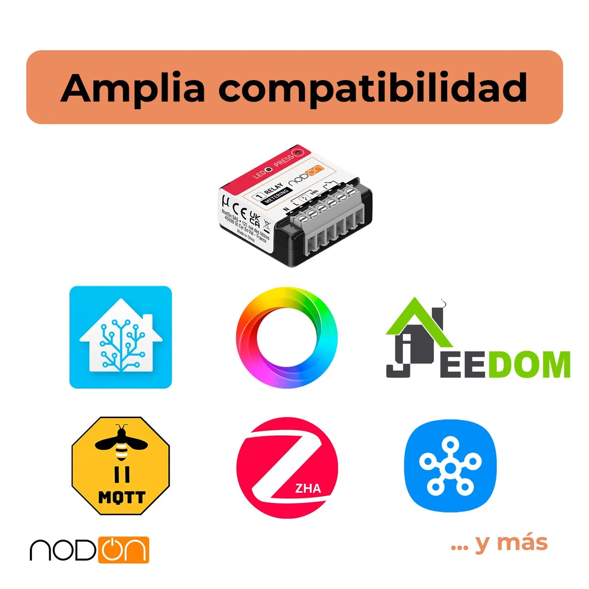 NodOn - Zigbee 3.0 - Módulo multifunción con medición consumo, contacto seco, 14A, control calderas, calentadores y radiadores, ahorro energético, Home Assistant, Homey, SmartThings, Jeedom, Z2M, ZHA
