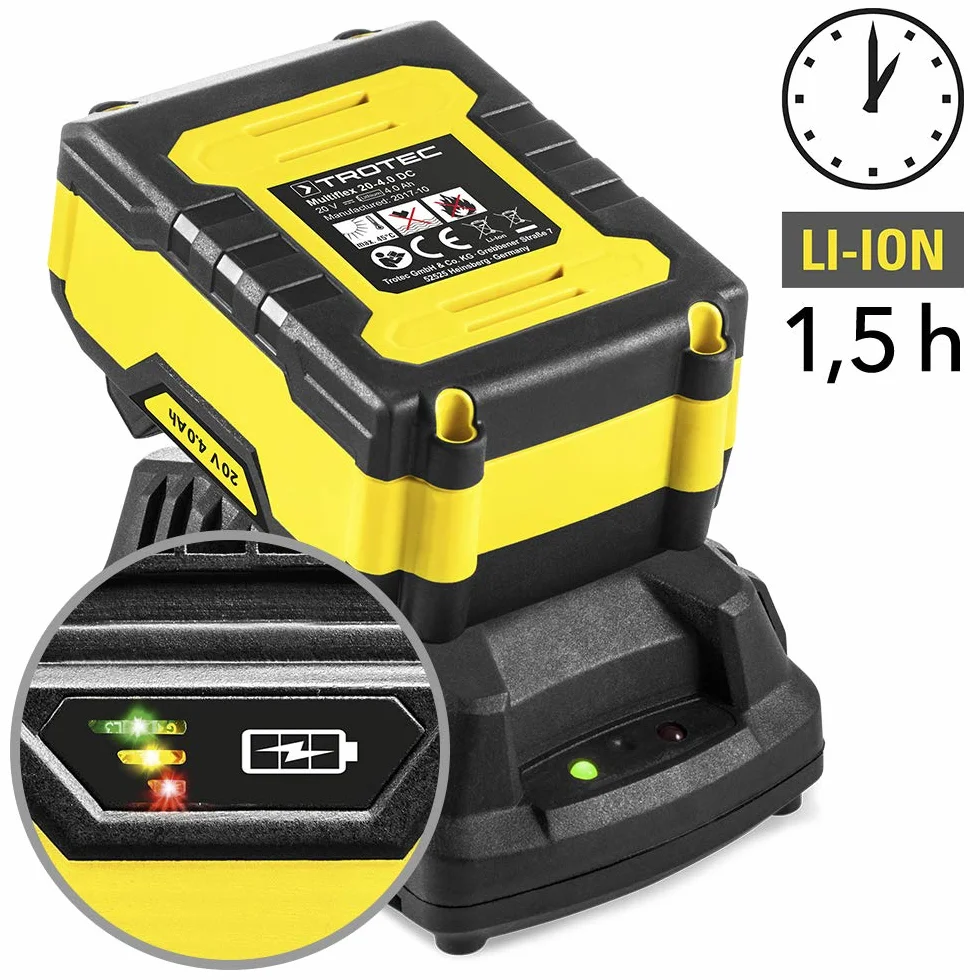 TROTEC Cepillo eléctrico inalámbrico PPLS 10-20V Cepillo (20 V 4.0 Ah/max. 1.5 mm profundidad de corte/max. 82 mm ancho de cepillado/10 mm profundidad de rebaje)
