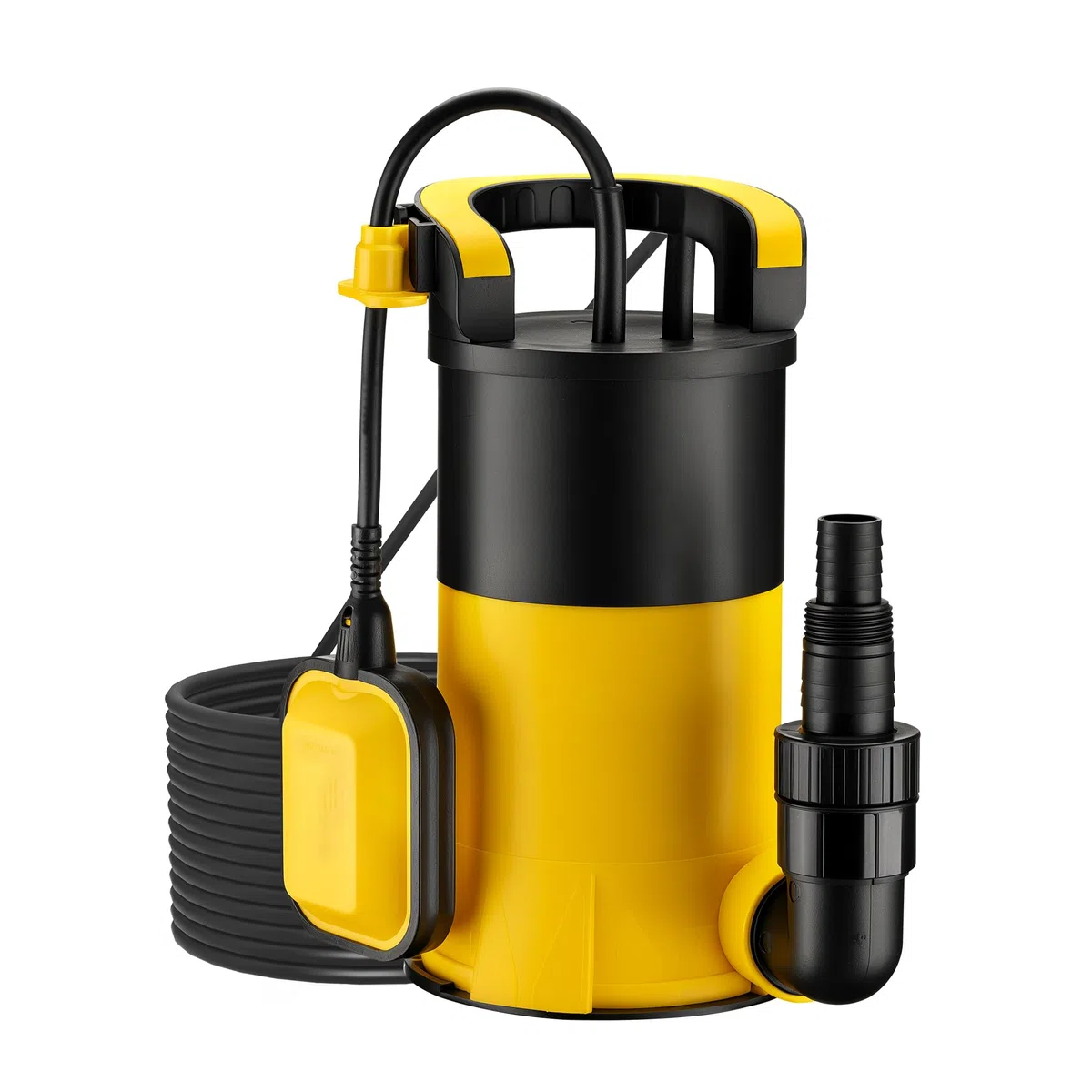 Wiltec Bomba sumergible 400W con flotador, caudal 8000 l/h, altura 5 m, nivel de aspiración 1 mm, anticorrosión para agua limpia