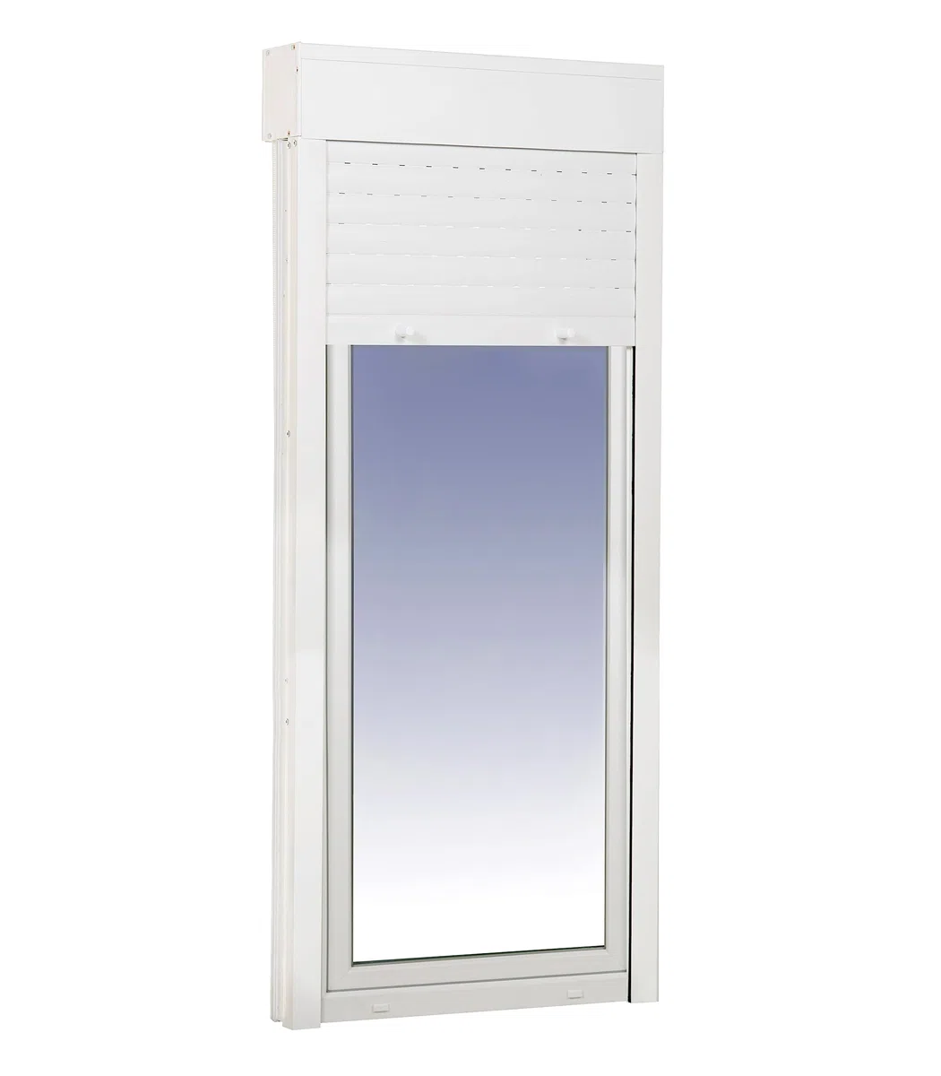 Ventanastock Puerta Balconera PVC 800x2185 Practicable Oscilobatiente 1 hoja apertura Izquierda con persiana de PVC