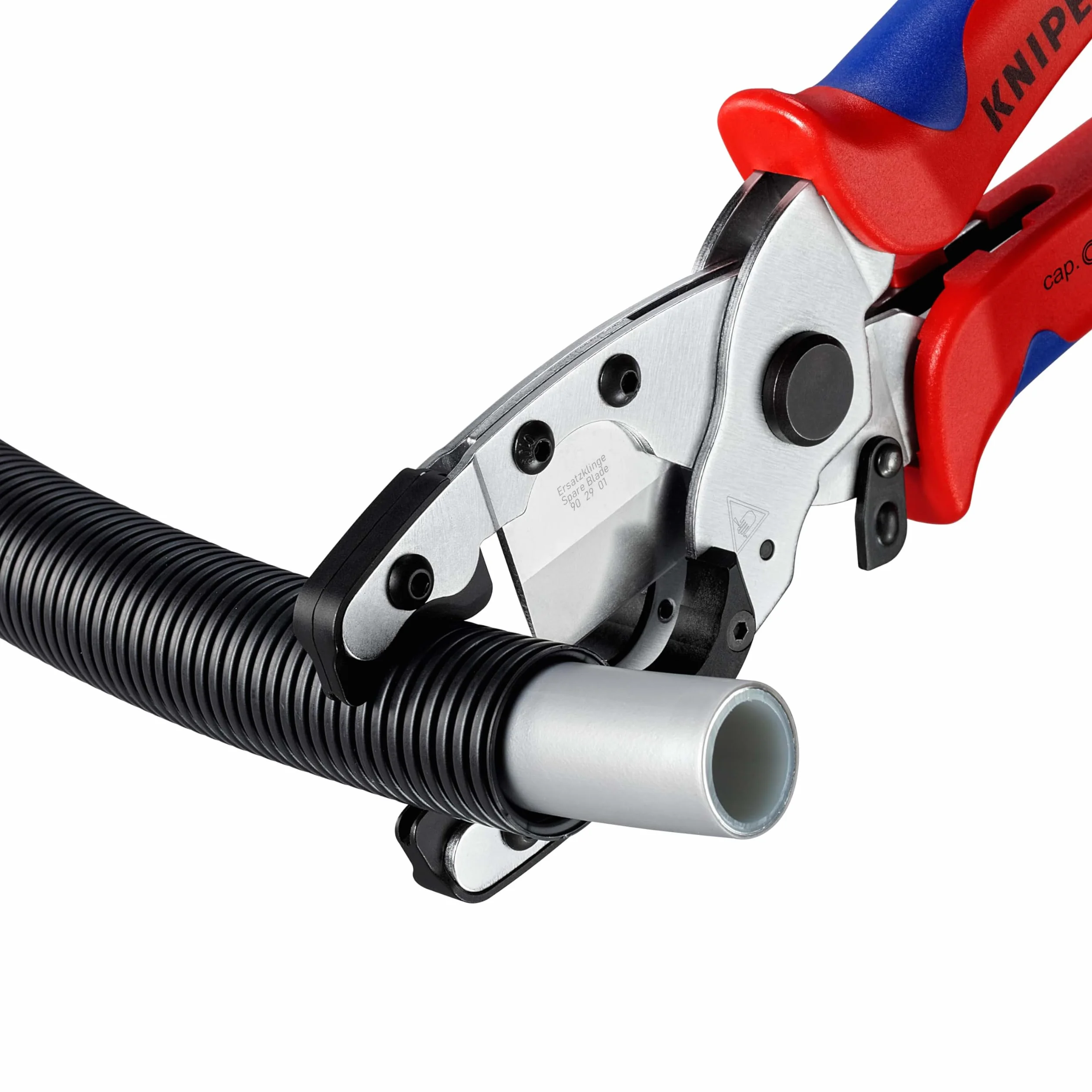 KNIPEX Cortatubos para tubos multicapa y de protección cromado con mangos multicomponente 210 mm, 90 25 20