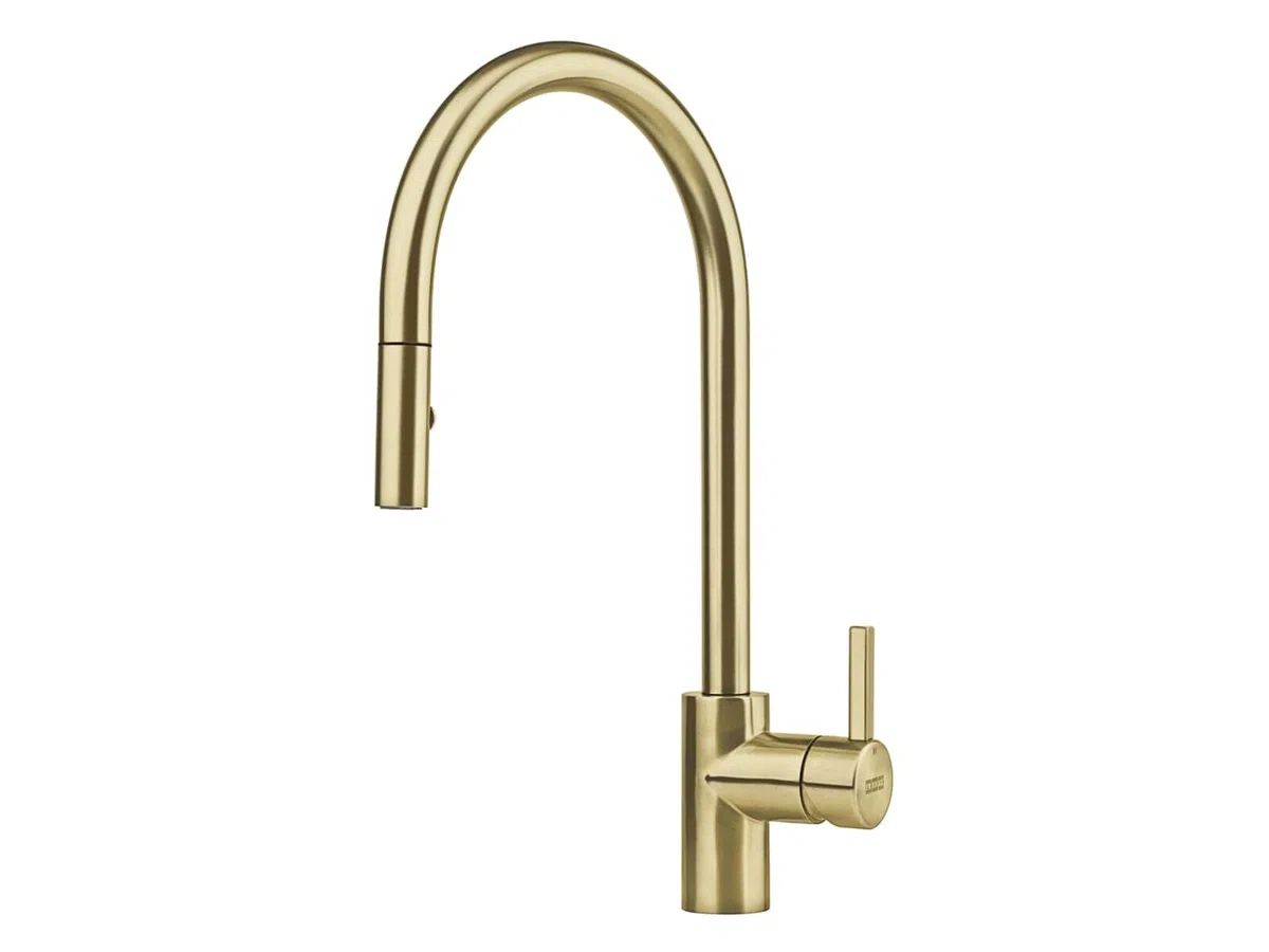 FRANKE 115.0681.244, Grifo del fregadero de la cocina Eos Neo M pull-out spray, Oro