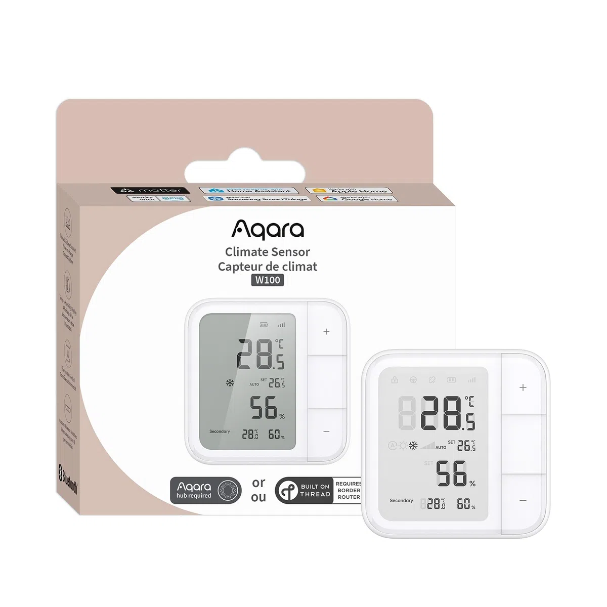 Aqara Sensor de clima W100, monitor inteligente de temperatura y humedad, compatible con alambre y Zigbee, pantalla LCD, 3 botones inteligentes