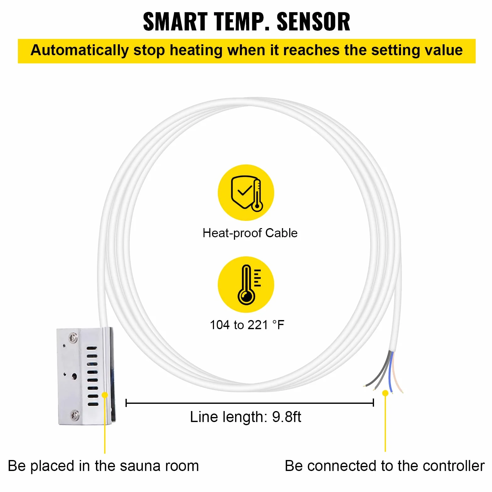 FlowerW Controlador de Calentador de Sauna Externo 380-415 V,3-9 KW