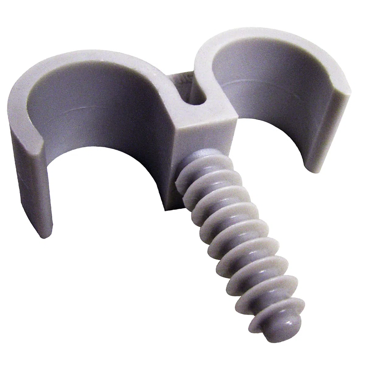 Bricoloco Abrazadera doble de nylon para sujección de tubos, conductos y cables. Taco grapa de sujección doble de tubos o cables. Taladro broca de 8 mm (100, 20 mm)